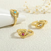 Copper Inlay Lips Devil's Eye Zircon Open Rings