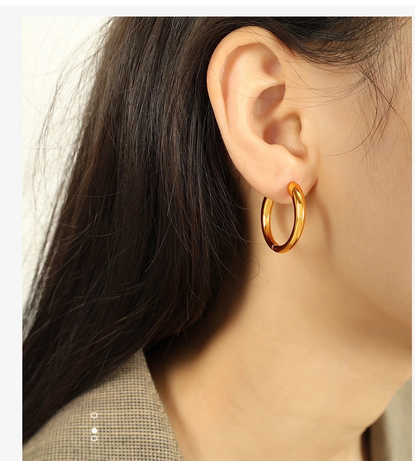 1 Pair IG Style Elegant Simple Style U Shape Round Polishing Plating 304 Stainless Steel 18K Gold Plated Earrings