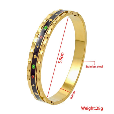Nordic Style Luxurious Artistic Colorful Titanium Steel Gold Plated Titanium Steel Bangle In Bulk