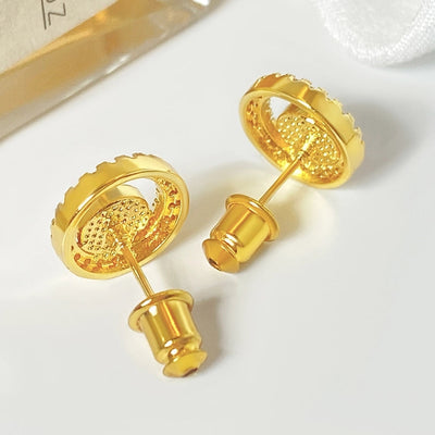 1 Pair IG Style Novelty Circle Hollow Out Inlay Copper Zircon Ear Studs