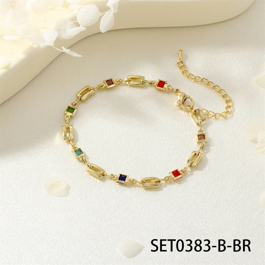 Jewelry IG Style Facial Features Eye  Face Copper Zircon Enamel Inlay Bracelets Necklace