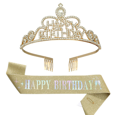 fashion letter metal inlay crown 2 piece set