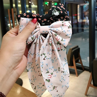 new korean  floral bow hairpin
