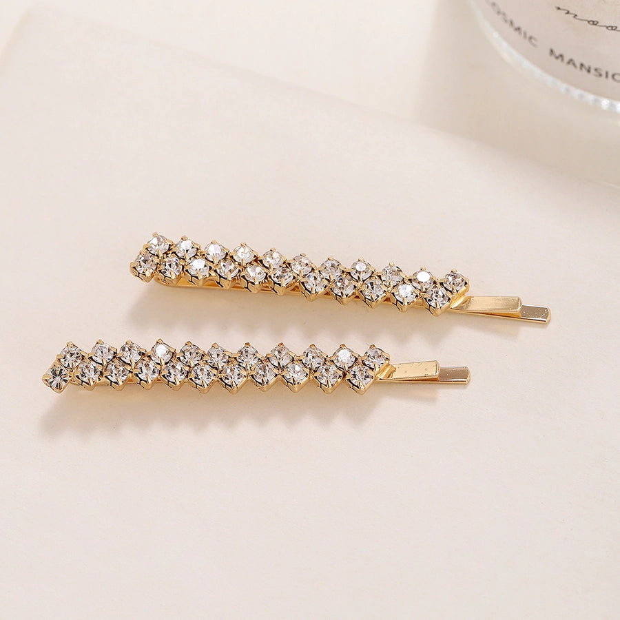 elegant solid color alloy inlay rhinestones hair clip