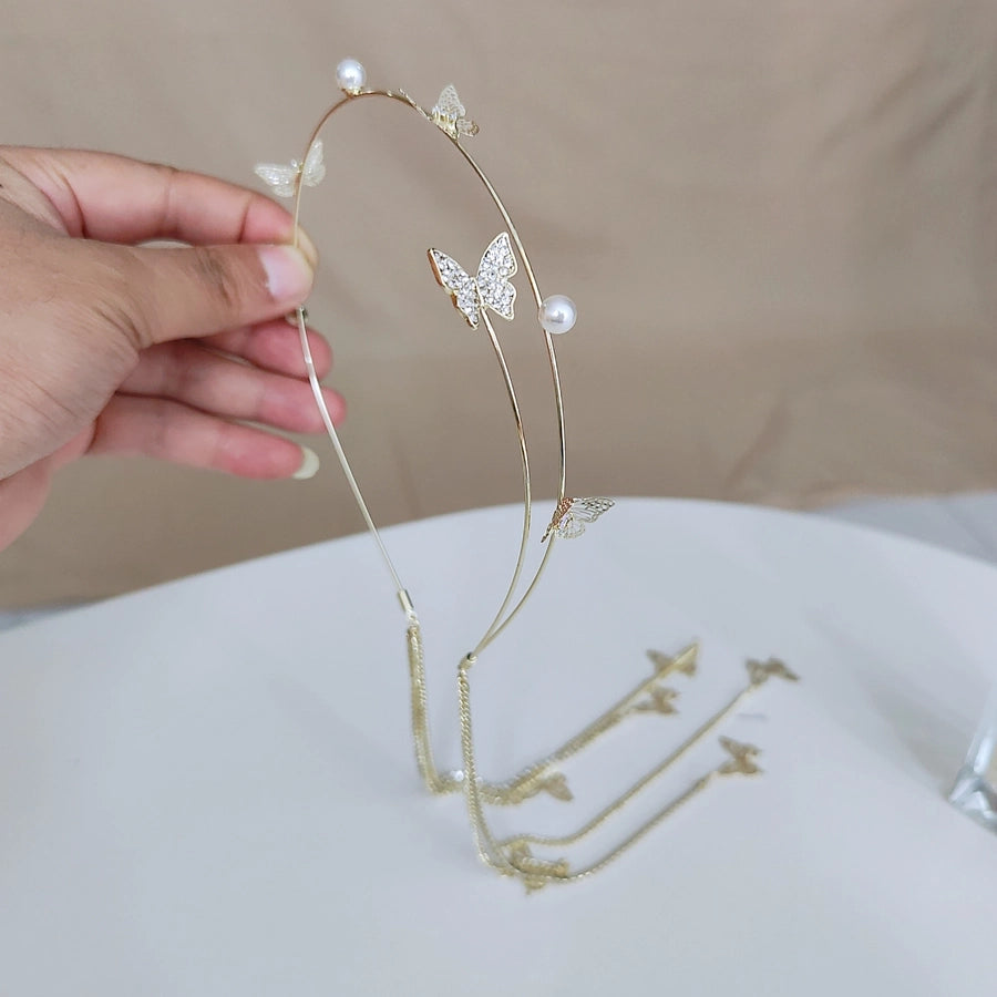 shiny butterfly alloy diamond hair band