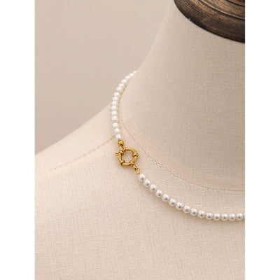 Jewelry Simple Style Classic Style Round 304 Stainless Steel Glass Pearl Beaded Necklace