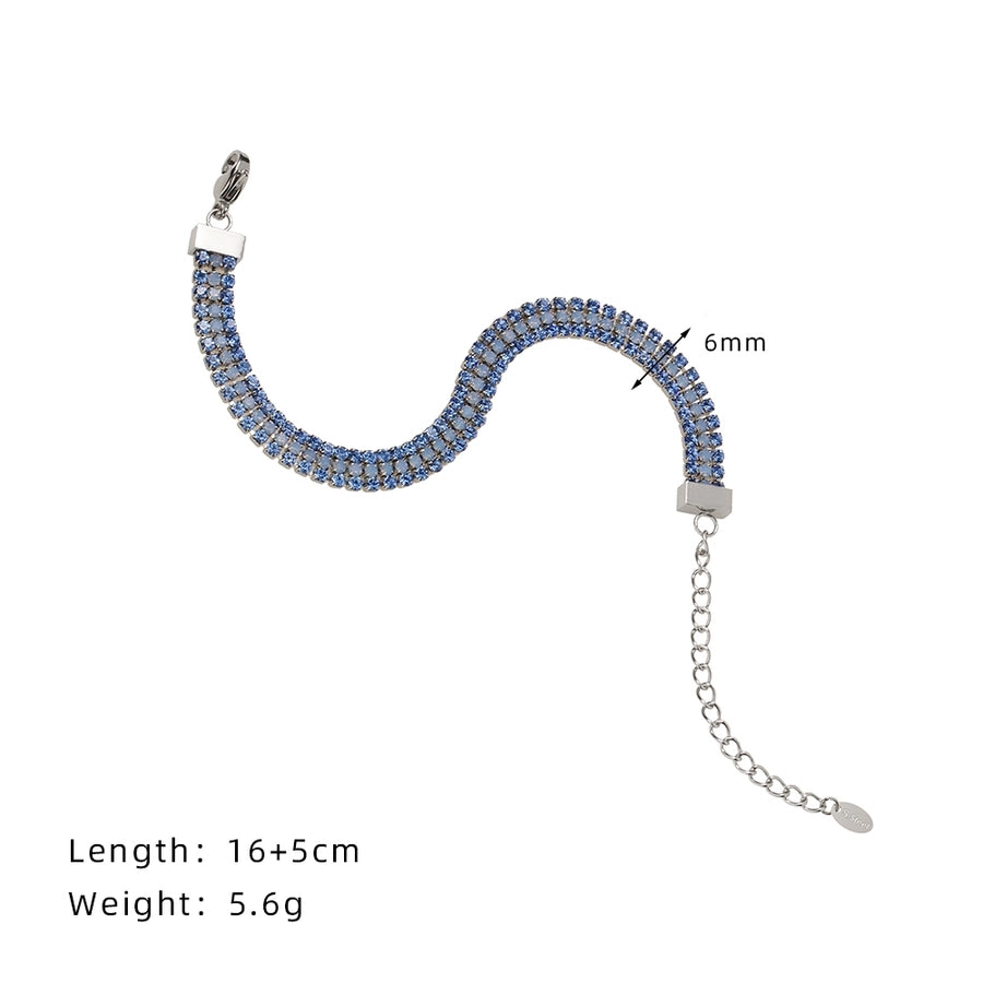 Glam Shiny Colorful 304 Stainless Steel Tennis Chain Bracelets In Bulk