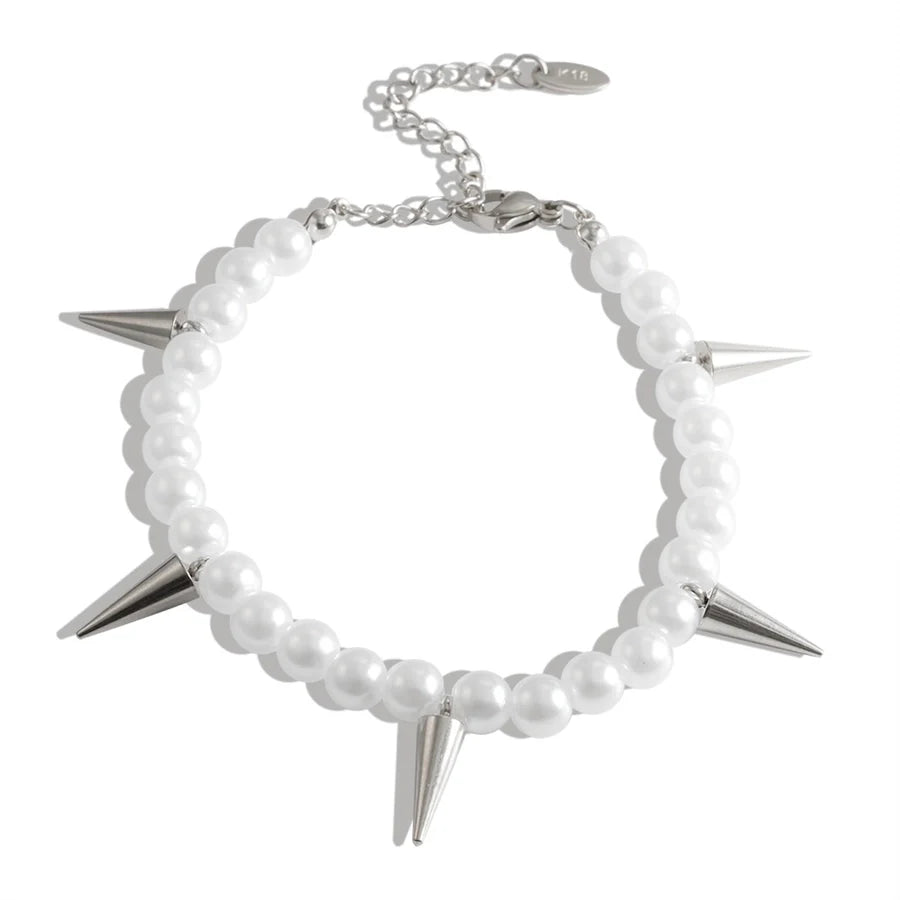 Jewelry Simple Style Geometric 304 Stainless Steel Artificial Pearl Plating  Bracelets Necklace