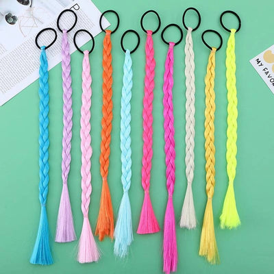 Girl'S Solid Color Braid Chemical Fiber Filament Hair Tie