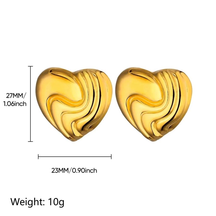1 Pair Vintage Style Heart Shape 304 Stainless Steel 18K Gold Plated Ear Studs