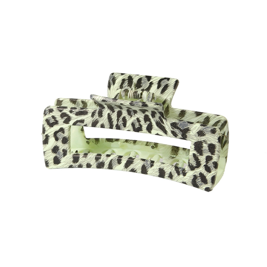 retro leopard plastic printing hair claws 1 piece