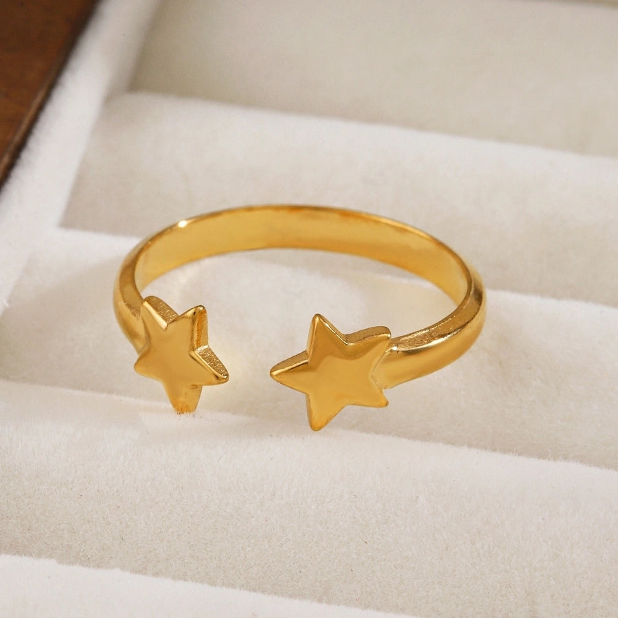 Jewelry Simple Style IG Style Star 304 Stainless Steel 18K Gold Plated Open Rings