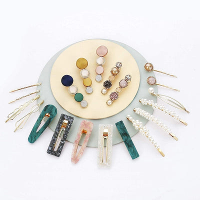 Hair Accessories Acetic Acid Side Clip Marble Effect Hairpin Pearl Candy Color Fashion Hairpin Combination Set