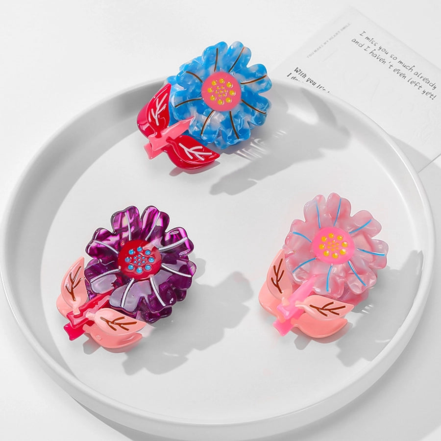 Women's Sweet Artistic Flower Acetic acid sheets Hair Claws