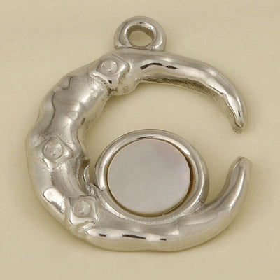 Jewelry Vintage Style Classic Style Moon 304 Stainless Steel Shell Abalone Shell 18K Gold Plated Irregular Plating Pendant Necklace