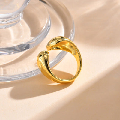 Copper Plated 14K Gold Water Drop Open Ring