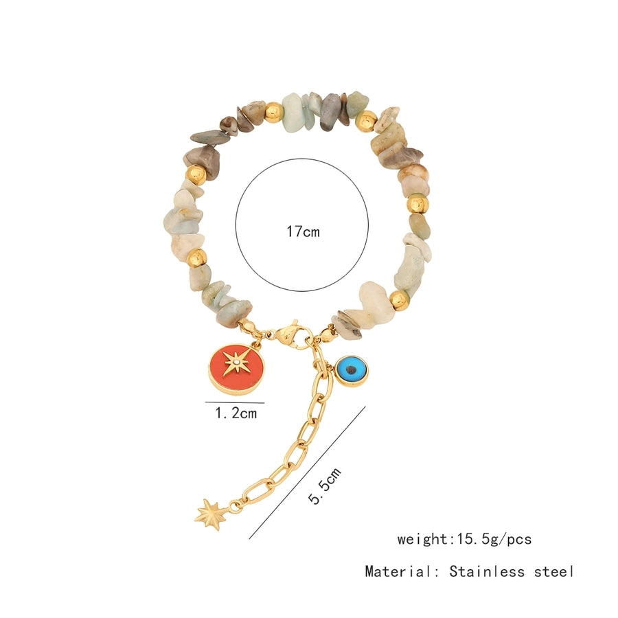 Elegant Commute Heart Shape Eye 18K Gold Plated 304 Stainless Steel Stone  Bracelets