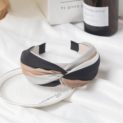 retro hairband women's fabric stitching stripe hair bundle pressure hair hoop net popular  new hairpin headdress