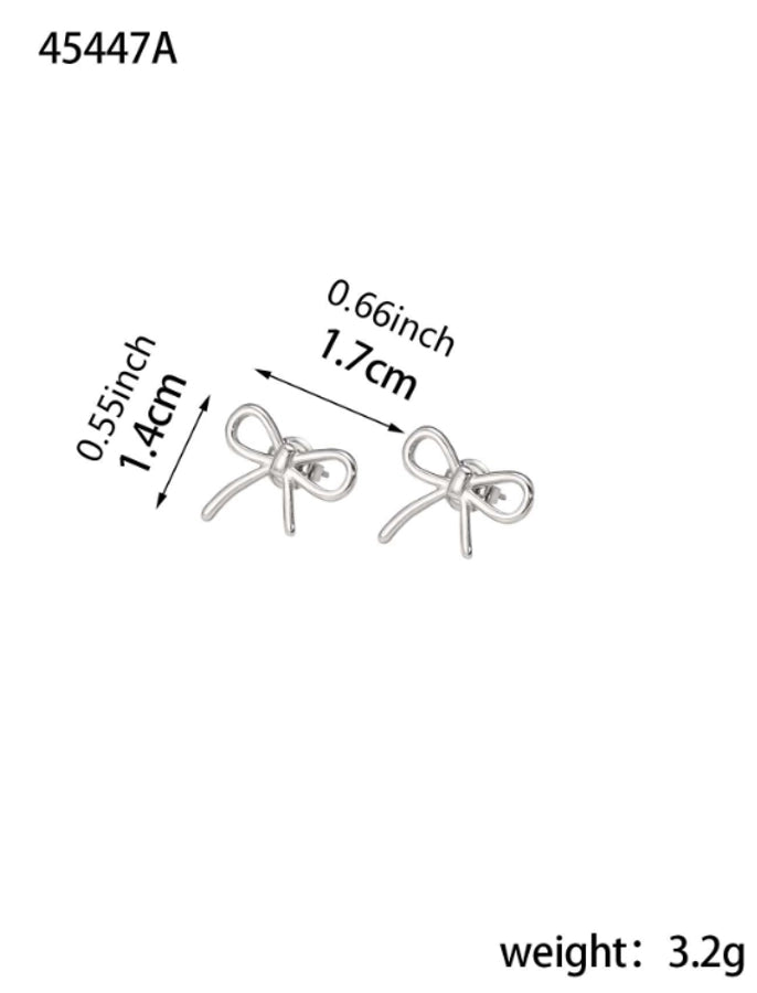 1 Pair Elegant Bow Knot 304 Stainless Steel 18K Gold Plated Drop Earrings