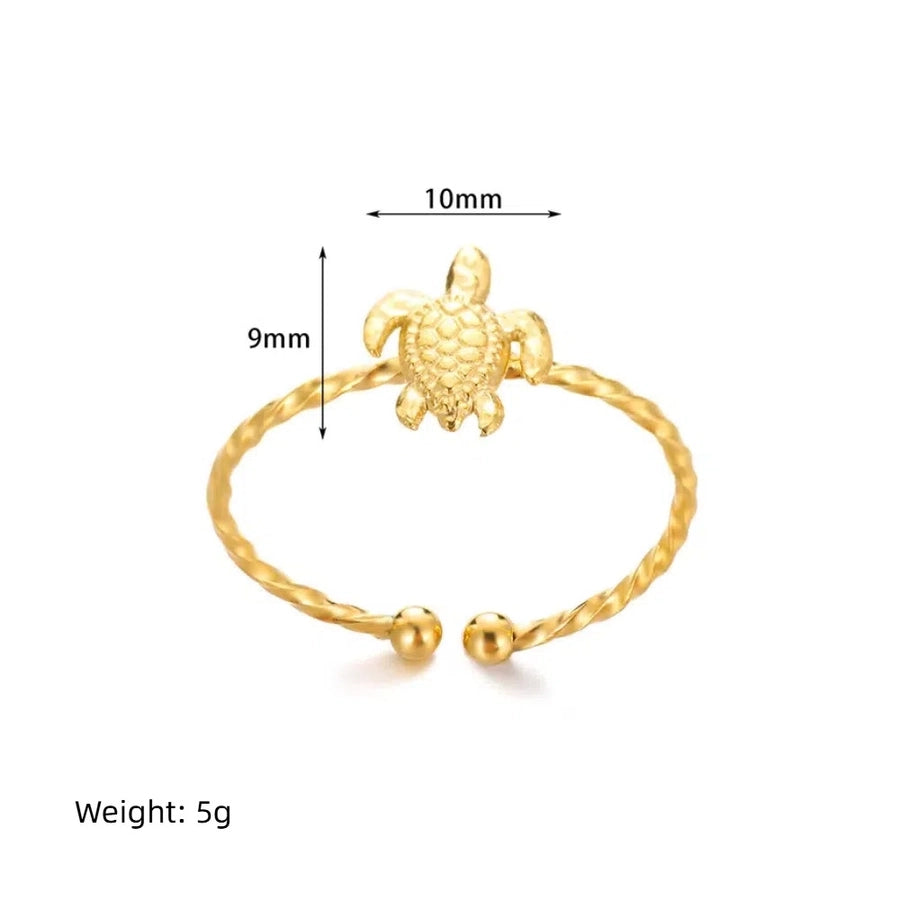 Jewelry Elegant Cute Streetwear Tortoise 304 Stainless Steel 18K Gold Plated Open Rings