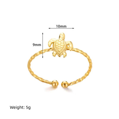 Jewelry Elegant Cute Streetwear Tortoise 304 Stainless Steel 18K Gold Plated Open Rings
