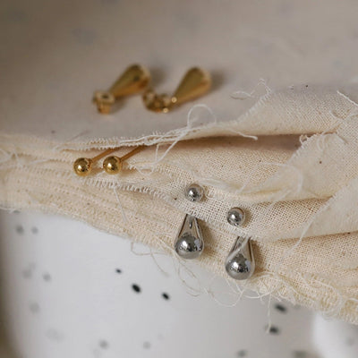 1 Pair Elegant Simple Style Water Droplets 304 Stainless Steel 18K Gold Plated Ear Studs