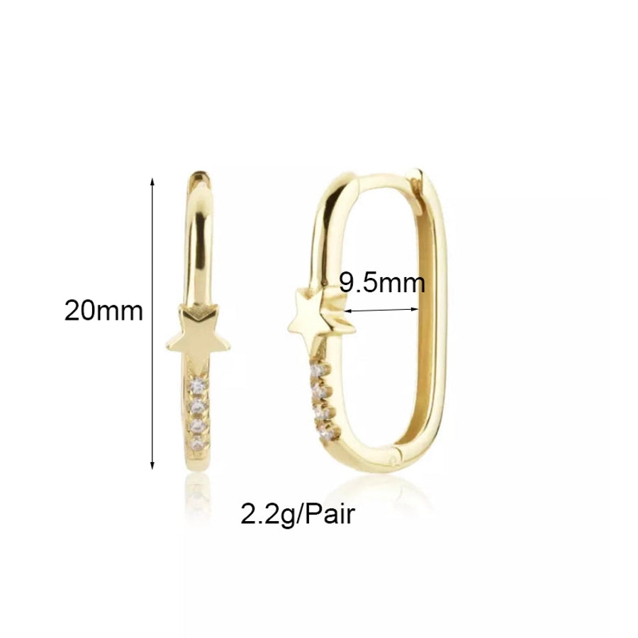 1 Pair IG Style French Style Geometric Copper Zircon 24K Gold Plated Hoop Earrings Ear Cuffs