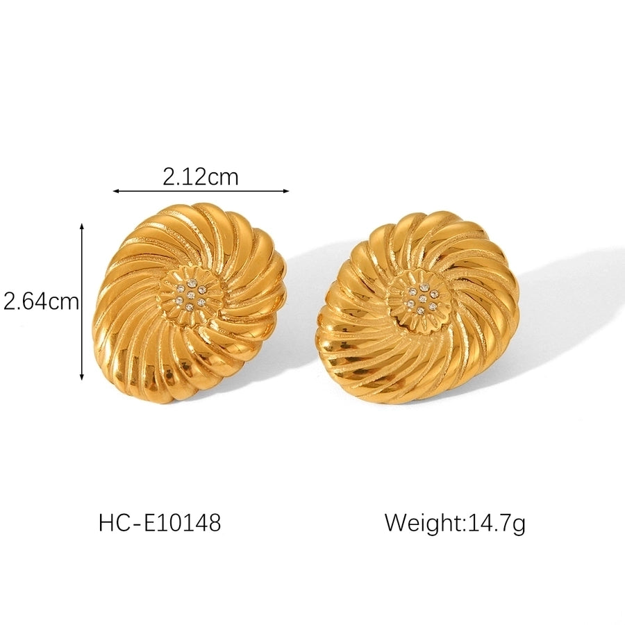 1 Pair IG Style Classic Style Round Flower Thread 304 Stainless Steel Titanium Steel 18K Gold Plated Ear Studs