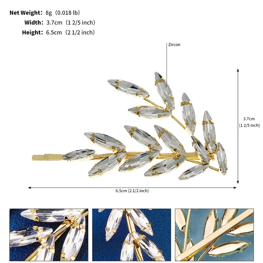 sweet simple style leaf alloy inlay rhinestones hair clip