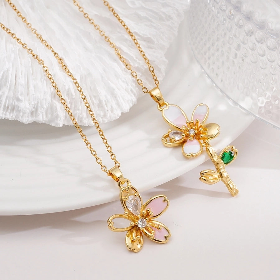 Jewelry Glam Lady Sexy Flower 304 Stainless Steel Copper Necklace