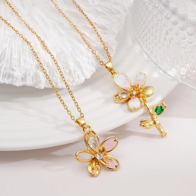 Jewelry Glam Lady Sexy Flower 304 Stainless Steel Copper Necklace