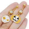 1 Piece Belly Rings Rock Punk Pumpkin Bat Skull 316 Stainless Steel  Alloy Epoxy Inlay Rhinestones Zircon Gold Plated