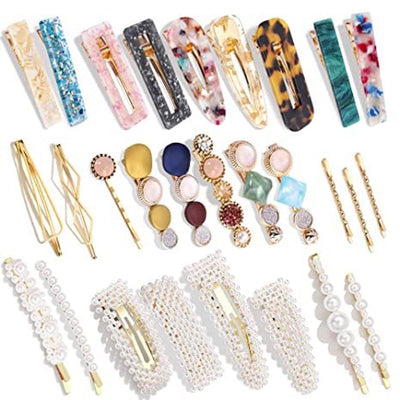 Hair Accessories Acetic Acid Side Clip Marble Effect Hairpin Pearl Candy Color Fashion Hairpin Combination Set