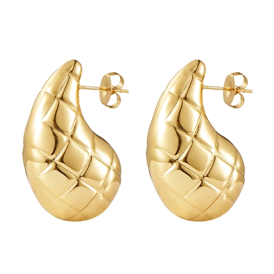 1 Pair Casual Glam Water Droplets Polishing 304 Stainless Steel Steel Gold Plated Ear Studs