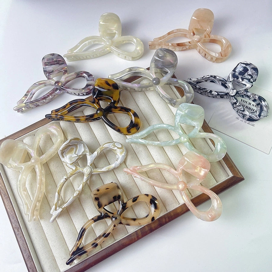 Super Fairy ~ Three-dimensional Bow Acetic Acid Grab Clip Temperament Gentle Ribbon Hairpin Sweet Large Shark Clip Women's Hair Accessories