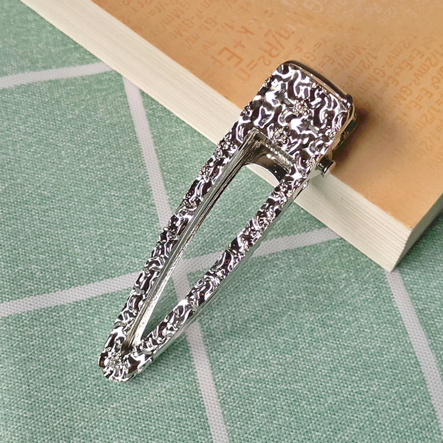 simple style moon flower metal plating artificial pearls rhinestones hair clip 1 piece