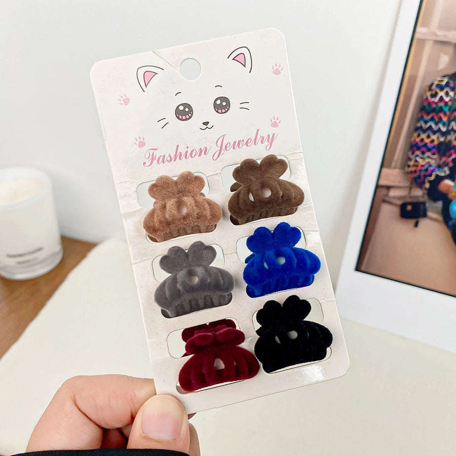 simple style solid color flocking hair claws