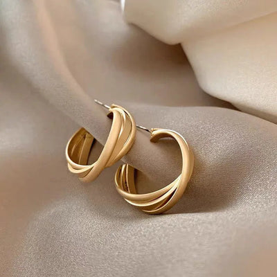 retro c shape solid color metal plating women's earrings 1 pair