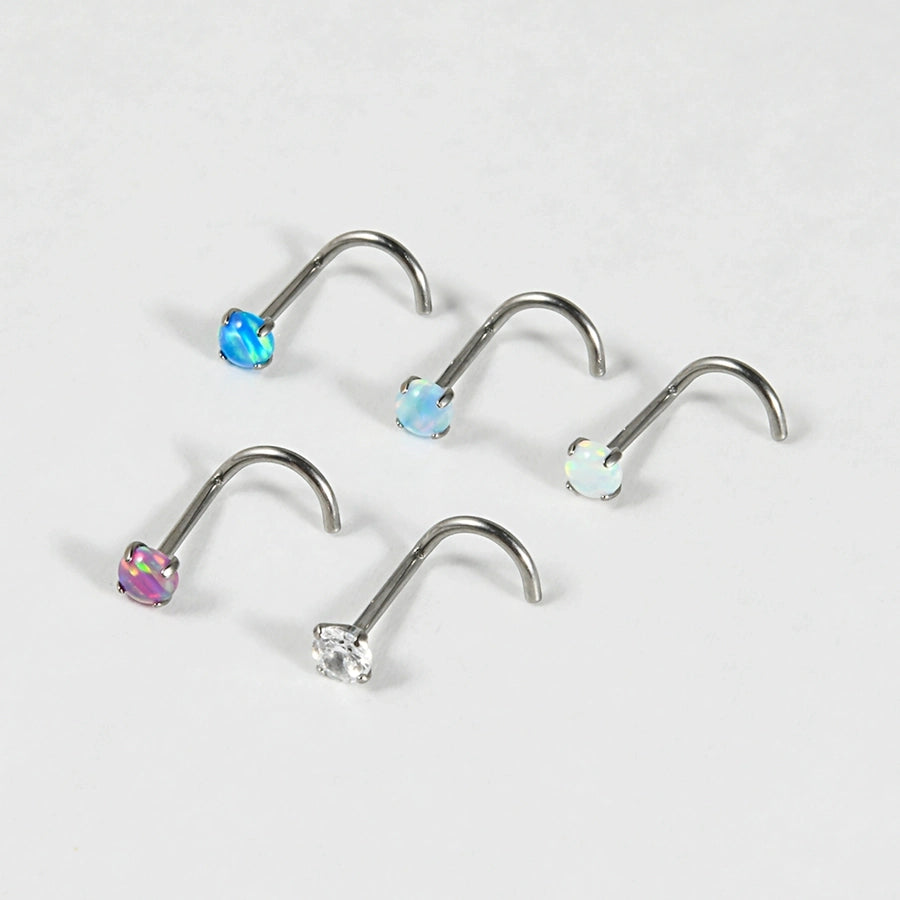 1 Piece Nose Rings & Studs Casual Vacation Round G23 Titanium Alloy Opal Zircon Nose Rings & Studs