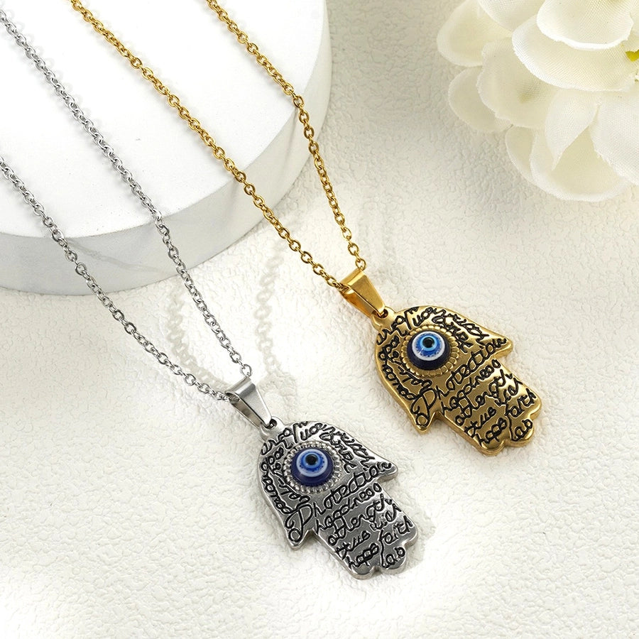 Jewelry Retro Hand Of Fatima Titanium Steel Pendant Necklace