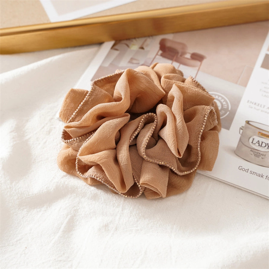 simple style solid color ruffles cloth pleated hair tie 1 piece