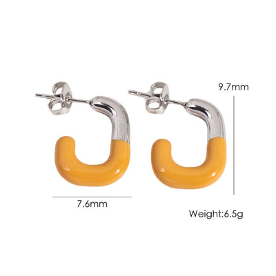 1 Pair IG Style Sweet Simple Style U Shape Enamel 304 Stainless Steel 14K Gold Plated Ear Studs