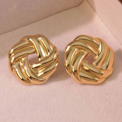 1 Pair French Style Classic Style Geometric Round Hollow Out 304 Stainless Steel Imitation Gold  Ear Studs