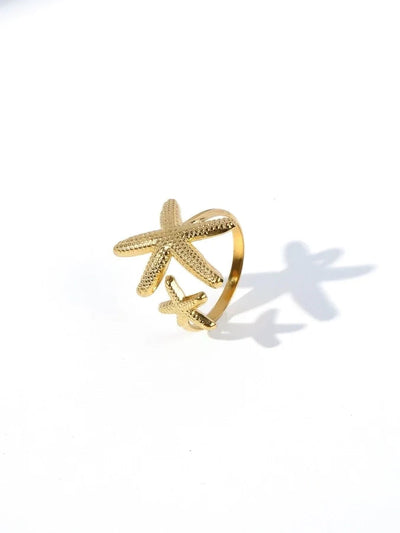 Jewelry Retro Starfish Heart Shape 304 Stainless Steel Plating Open Rings