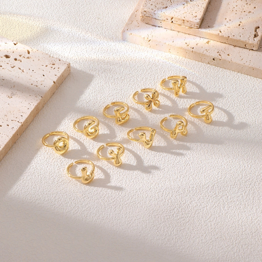 Copper Hollow Out Letter Copper Rings