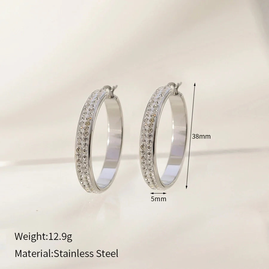 1 Pair Elegant Classic Style Circle 304 Stainless Steel Earrings