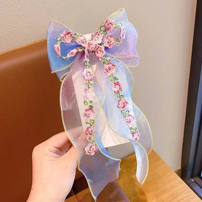 sweet bow knot synthetic yarn hair clip