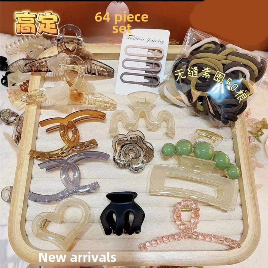Spring and summer new 67-piece set hairpin combination hair accessories grab clip hair ring simple temperament head rope hair clip high ponytail grab