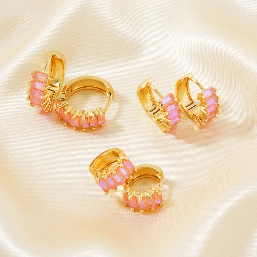 1 Pair Casual Glam Shiny Solid Color Inlay Copper Zircon K Gold Plated Rhodium Plated Ear clip