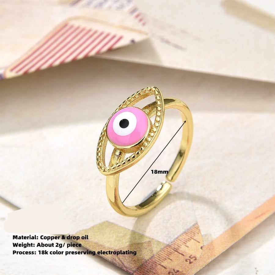 Copper Plating 18K Color Retention Drip Oval Eye Opening Ring